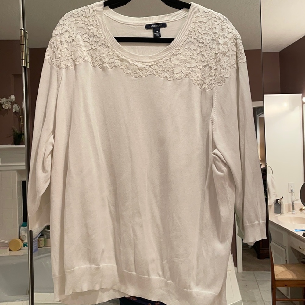 3x lands end 3/4 sleeve cotton sweater